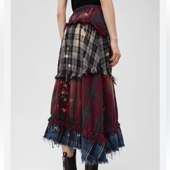 R13 Pieced Gathered Skirt In Od Red/beige/blue Plaid Size XS - Picture 2 of 12